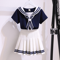 Korean girl dress summer 2021 new navy style suit skirt foreign fashion skirt two-piece set trend