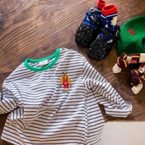 A good look at the cartoon T-shirt ~ Nicoles family spring new pint boy girl little bear lion embroidered long sleeve undershirt