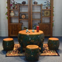 Solid wooden cow drum tea several modern personality tea table and chair log furniture manufacturers direct sales