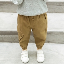 2021 new boys casual pants spring and autumn loose trousers childrens overalls Korean version of foreign baby tie pants