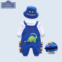 Male baby bib suit spring and autumn 0-3 years old baby clothes spring foreign style children boys out of the age of the year