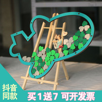 Aircraft custom wooden signature book wedding ceremony birthday party decoration Mason sign in fingerprint tree table bottle personality