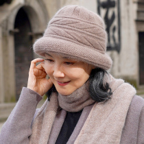 Santa cap children warm winter grandma wool cap middle-aged and elderly people pen mao mom mother-in-law old lady hat scarf