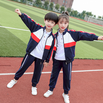  Primary school school uniform Korean suit Childrens long-sleeved three-piece cotton sports class clothes Kindergarten garden clothes spring and autumn clothes