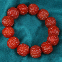 119 07 gr pieces of walnut beads] finely carved-persimmon red Zee good South red Manau bracelet bracelet