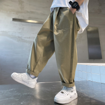 Children Summer Clothing Big Boy Boy Fitted Hallen Light Cage Pants Casual Pants Long Pants Summer Thin mosquito-proof Westerndress pants