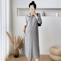 Pregnant women Autumn long sleeve knitted polo dress 2021 New Fashion long size loose pregnancy skirt