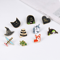 Korean Version Brooch Free Stitch Titanium Needle Personality Temperament Neckline Collar Needleshirt Short Sleeve Skirt Accessories Cute Cartoon Button Pin