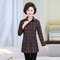 Autumn new mother small shirt large size fashion plaid shirt Middle-aged women casual coat short cardigan jacket