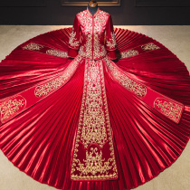 Xiuhe dress bride 2021 new Chinese wedding dress wedding dress summer new year Xiuhe thin dragon and phoenix coat show kimono