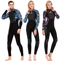 Shark Bart winter swimsuit 3MM one-piece diving suit for men and women long sleeve warm winter tour surf floating deep diving suit