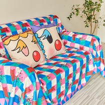 Left Salty Road Amusement Park Series Cartoon Sofa Geb Student Sofa Towel Sofa Cushion Sofa Cover Full Bag