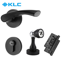 KLC door lock European three-piece set Indoor bedroom door lock set Solid wood door silent door lock Black split lock