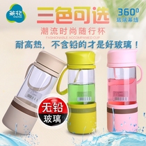 Camellia unleaded glass cup Sports Cup portable teacup high temperature insulation glass water Cup portable