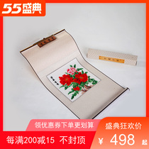 Open seal and embroidery Mudan Flower Tutu Henan Featured Gift Scroll Hang Painting of Chinese Characteristics for Old and Outer Crafts