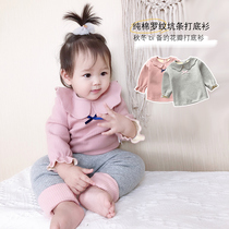 Baby girl plus velvet padded 2 Autumn Winter Clothes 3 new childrens base shirt warm coat baby childrens T-shirt