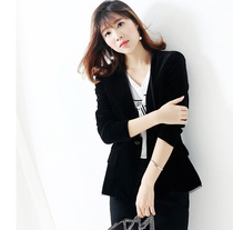 Japanese classic three-dimensional cut atmospheric elegant slim cut black velvet one button suit jacket women