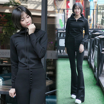 2021 spring and summer new fashion slim body slim high waist wide legs micro 2 sets leisure sportswear set women