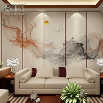 New Chinese wallpaper rising sun freehand landscape TV living room bedroom background wall background mural wall cloth