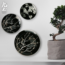 Nine earth creatives design cherry blossom cover disc black and white disc wall decoration hanging disc coffee living-room decoration wall swing piece disc