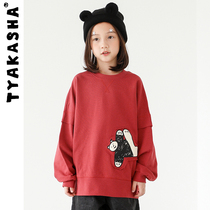 (Black and White Bear Series) TYAKASHAKIDS Takasha childrens round neck sweatshirt autumn baby childrens sweatshirt