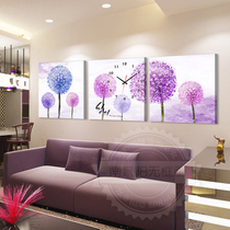 Modern living room decorative clocks Bedroom fresco hanging paintings Frameless paintings Wall clocks Silent Dandelion classic flowers