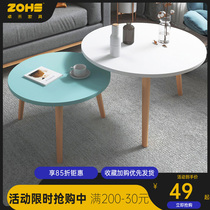 Nordic sofa side a few small round table simple mobile table living room simple coffee table round solid wood tea table corner