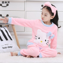 Childrens pajamas autumn and winter plus velvet 3 little girls 8-9-10 years old 4 warm 5 girls 6 Women Mens winter home