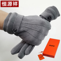 Hengyuanxiang gloves mens autumn and winter plus velvet thickened warm touch screen riding driving cold suede touch screen