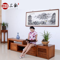 Mahogany furniture African Huali Ming and Qing classical Chinese TV cabinet antique video listening cabinet solid wood floor TV cabinet