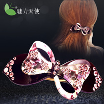 Hairpin top clip Clip Headdress Bow rhinestone hairpin Hair ornament Disc Hair clip spring clip Horizontal chuck Headdress