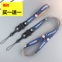 Mickey Mouse Minnie mobile phone sling female hanging neck net red Katong hanging neck rope long and cute phone chain hanging decoration wide