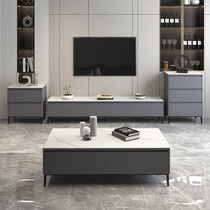 Italian minimalist rock board coffee table TV cabinet combination set simple modern light luxury sofa corner cabinet Nordic floor cabinet