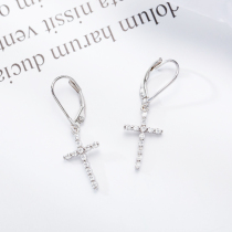 s925 silver cross ear buckle ins Net red men and women couples earrings neutral earrings personality simple earrings