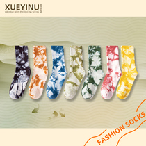 Socks female midway Sox sports socks Socks Water Ink Painting Cotton Socks Hip Hop Street Ins Korean version trendy high cylinder socks