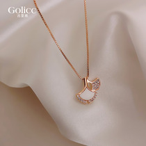 Ginkgo fan necklace female senior rose gold kkkkkkkkline chain 2022 new niche design neckchain