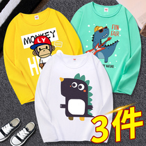 Boy Long Sleeve T-shirt Autumn Clothing Pure Cotton Foreign Air Children Thin blouses CUHK Tongs new Spring and Autumn Hitting Bottom Child Bottling