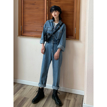 BAYUE August 2021 spring and autumn new denim jumpsuit womens workwear jumpsuit summer suit small man