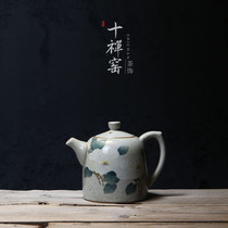  Ten Zen Kiln Teapot Ceramic Japanese small retro single pot creative Old rock mud tea set tea pot