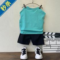 Boy Clothing Boy Vest 8 Suits 2020 New Middle Boy Handsome Boy Summer Sleeveless Shorts Two Sets