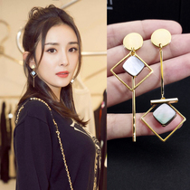 Ear clip without ear hole female Korean temperament long high-grade earrings European and American exaggerated earrings ear ornaments asymmetric earrings
