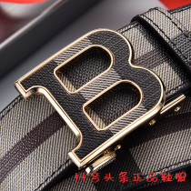 Fort Carchi Kangaroo Laijin firm mens high-grade leather belt automatic buckle belt B letter