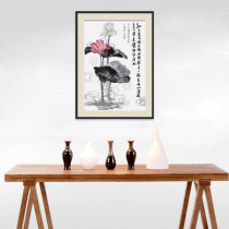 New ks cross stitch Egyptian cotton thread fresh printing living room vertical version 1 m porch hanging painting Y612711 red and white lotus