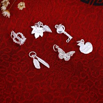 S999 sterling silver necklace All kinds of pendants Womens heart-shaped foot silver pendant single pendant Simple silver jewelry without chain Single pendant