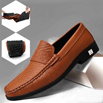 Peas shoes mens 2021 winter new casual lazy shoes one-foot plus velvet warm driving leather high-end leather shoes