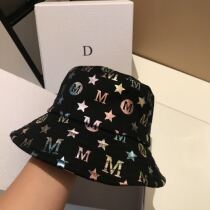 Hat womens spring and summer black net red fisherman hat Japanese literary embroidery basin hat Korean version wild letter sun hat tide