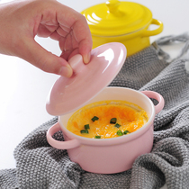 Baby steamed egg instant noodle bowl Microwave oven tableware Heat-resistant ceramic bowl Dessert baby food small steamed bowl with lid baking bowl
