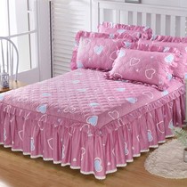 Cotton padded bedspread Bed skirt single piece cotton thickened 1 8m protective cover dust cover 1 5m lace sheets