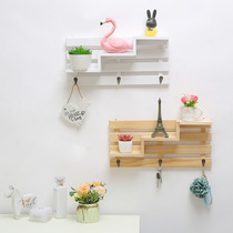 Wall shelf non-hole dormitory wall storage flower stand ins Nordic decoration porch bedroom key adhesive hook