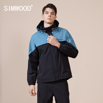  Simwood Jianmu mens clothing 2021 autumn new outdoor theme trend color matching hooded jacket jacket mens trend